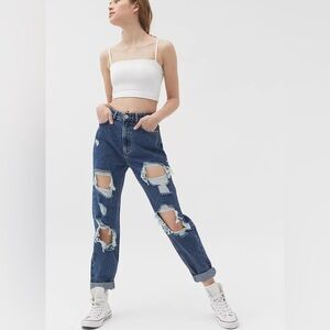 Urban Outfitters BDG High-Waisted Mom Jean Destroyed Medium Wash 100% Cotton